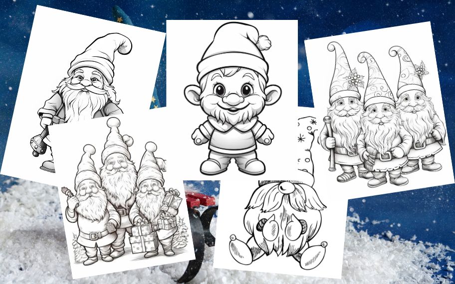 31 Gentle Gnome Christmas Coloring Pages
